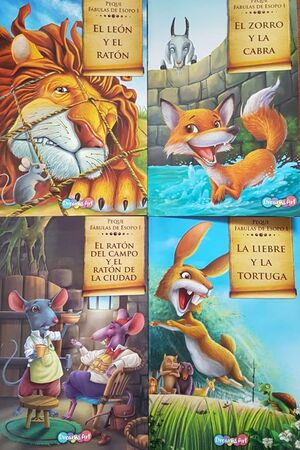 PACK MIS PEQUE FABULAS DE ESOPO (4 MODELOS EL LEON Y EL RATON,EL ZORRO Y LA CABRA, EL RATON DEL CAMPO Y EL RATON DE LA CIUDAD, LA LIEBRE Y LA TORTUGA) BBMCW9667